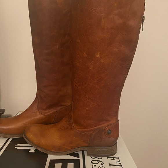 Frye Melissa Button Cognac Leather Knee High Boot - Picture 3 of 7